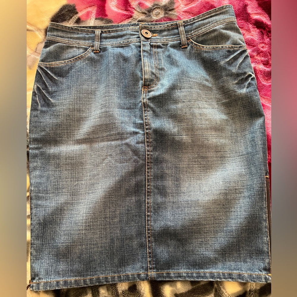 Armani Exchange denim side zip skirt